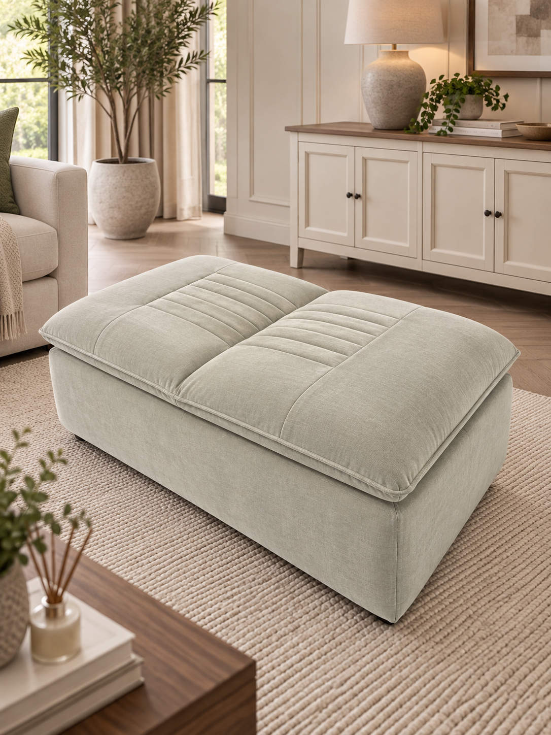Storage Chair Footstool Fog