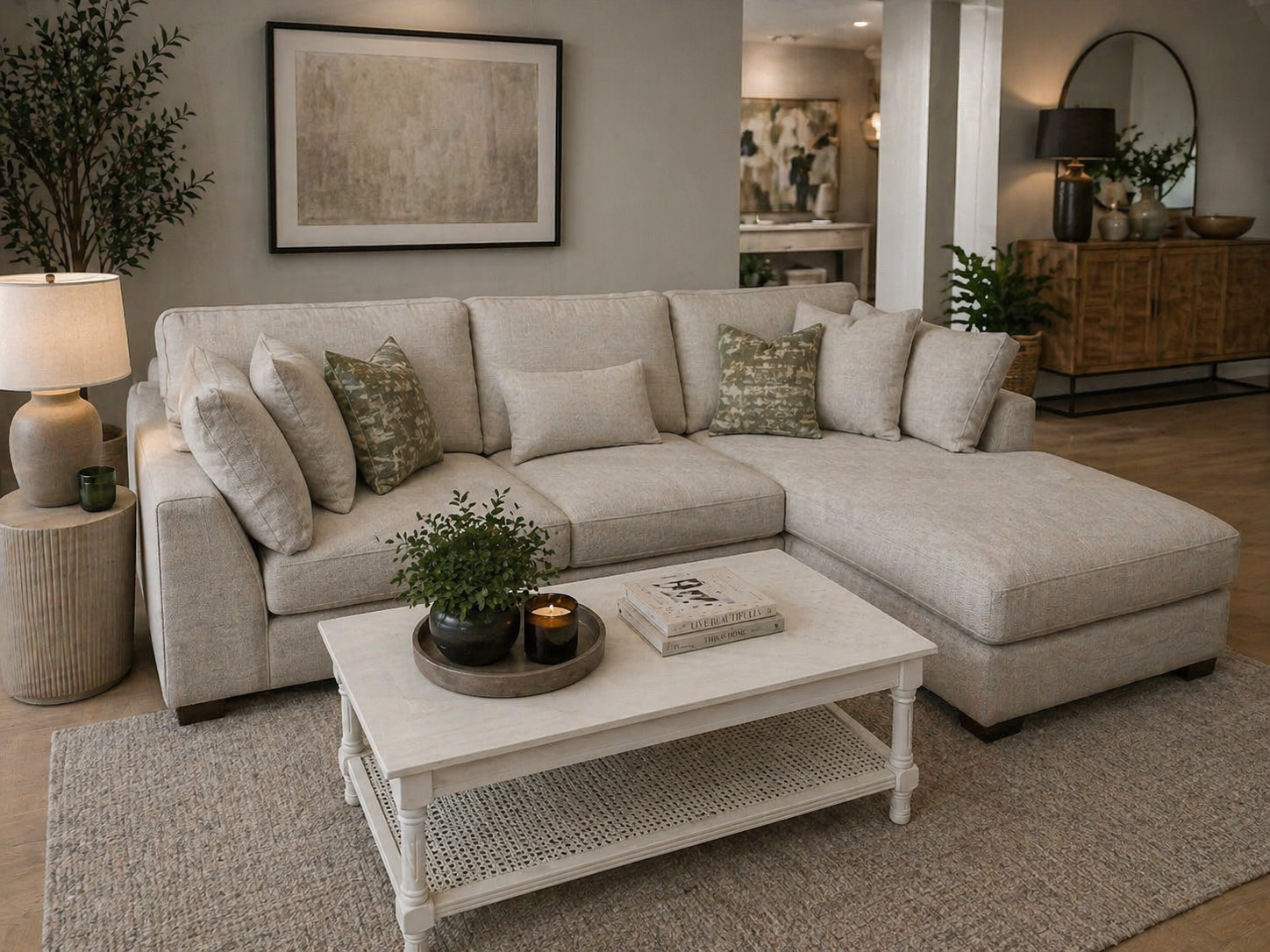 Ripley Chaise Sofa Herringbone Right Facing
