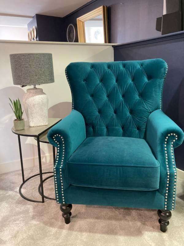 Avalon Queen Anne Chairs Teal Velvet