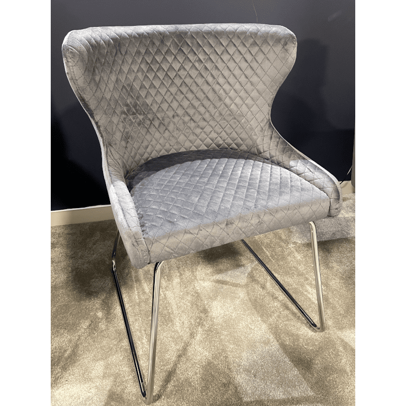 Millie Grey Dining Chair with Chrome Legs