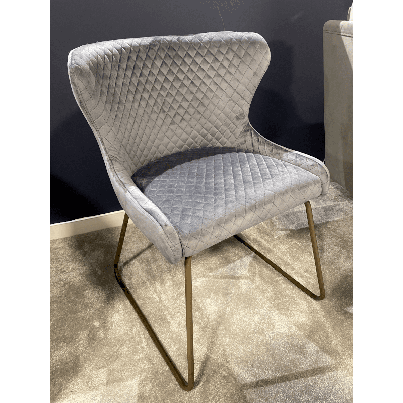 Millie Grey Dining Chair with Brass Legs