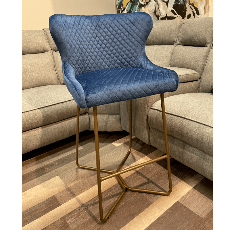 Millie Navy Barstools with Brass Legs