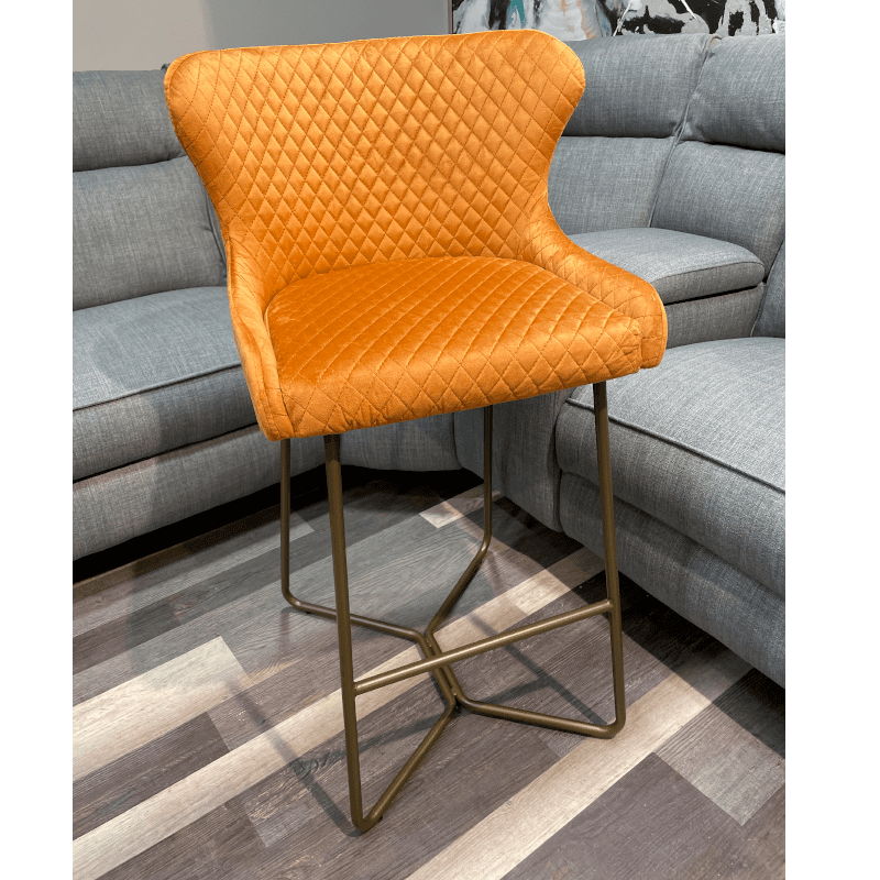 Millie Orange Barstools with Brass Legs
