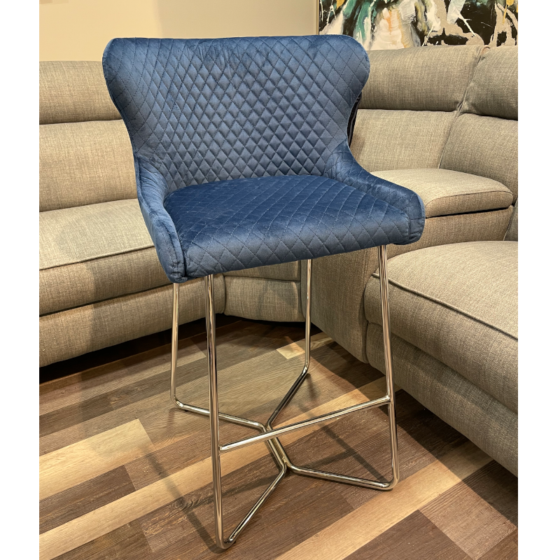 Millie Navy Barstools with Chrome Legs