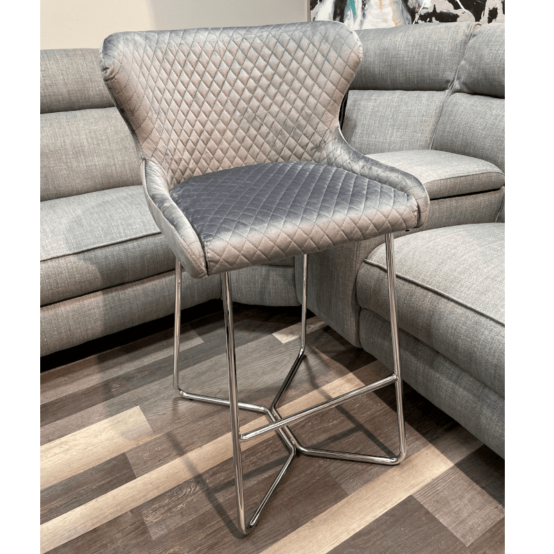 Millie Grey Barstools with Chrome Legs