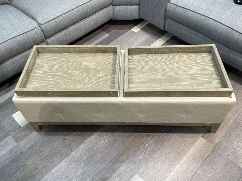 Tea Tray Double Storage Linen Footstool