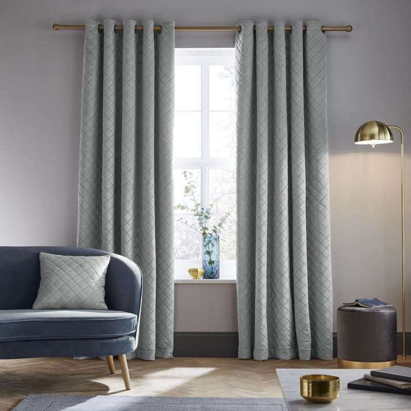Catherine Lansfield So Soft Luxe Velvet Fully Lined Eyelet Curtains - Silver Grey 90x90