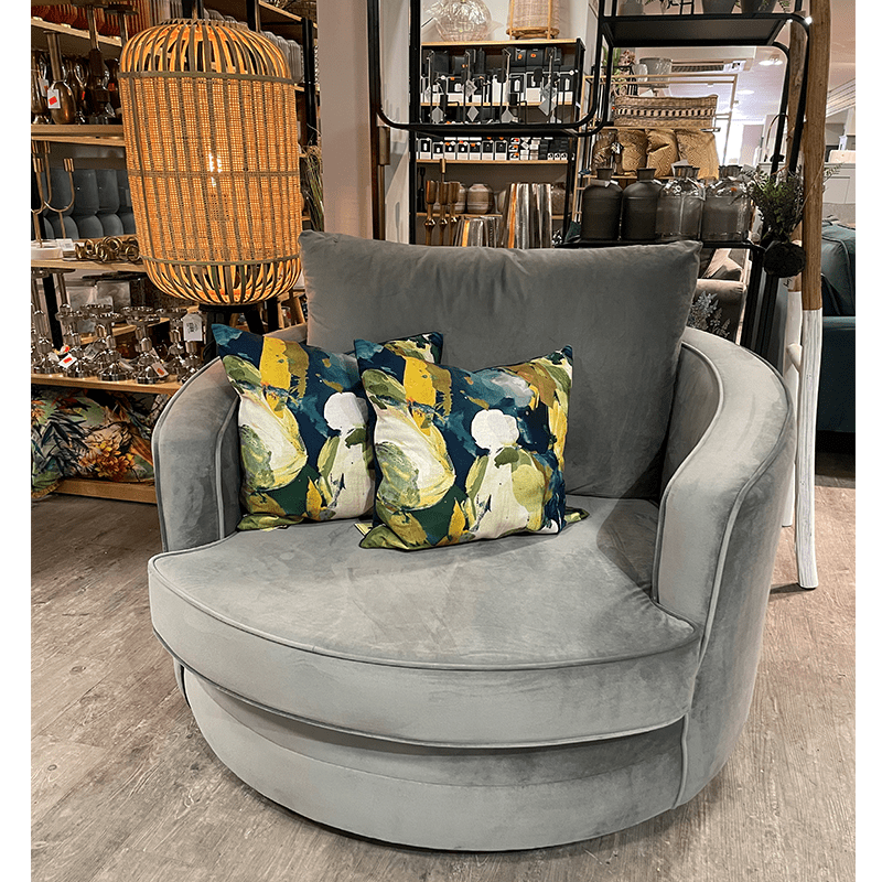 Round Swivel Grey Chair