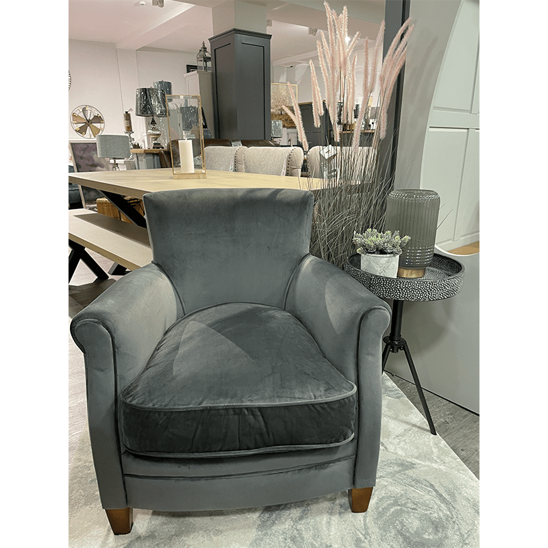 Club Grey Velvet Chair