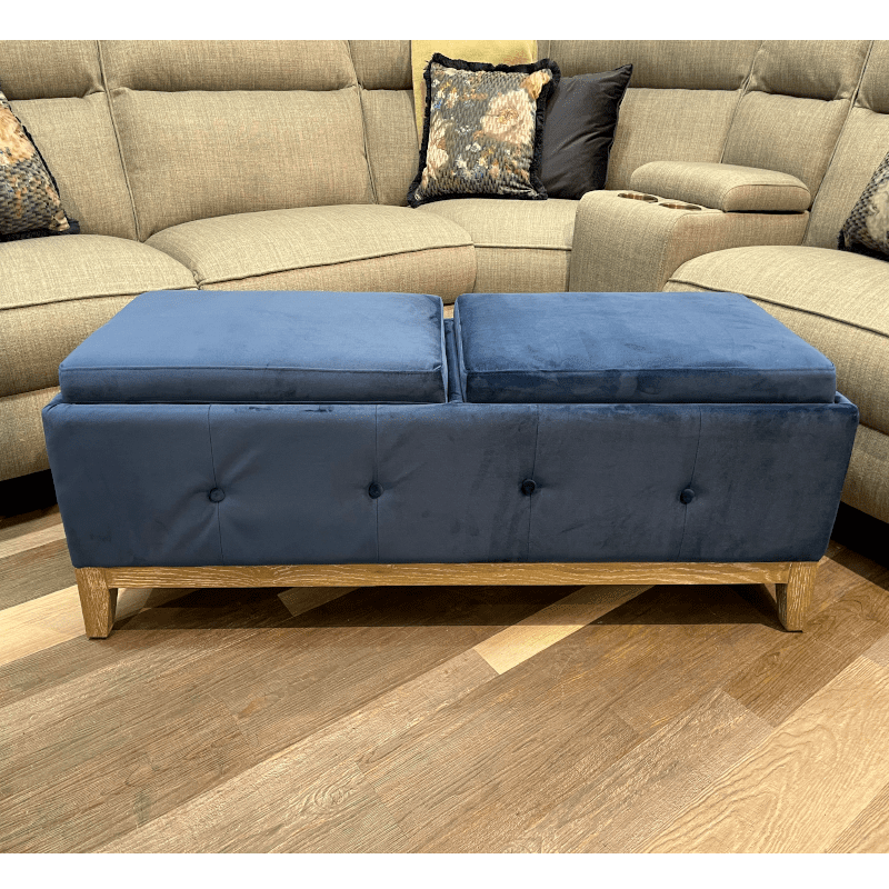 Tea Tray Double Storage Navy Footstool