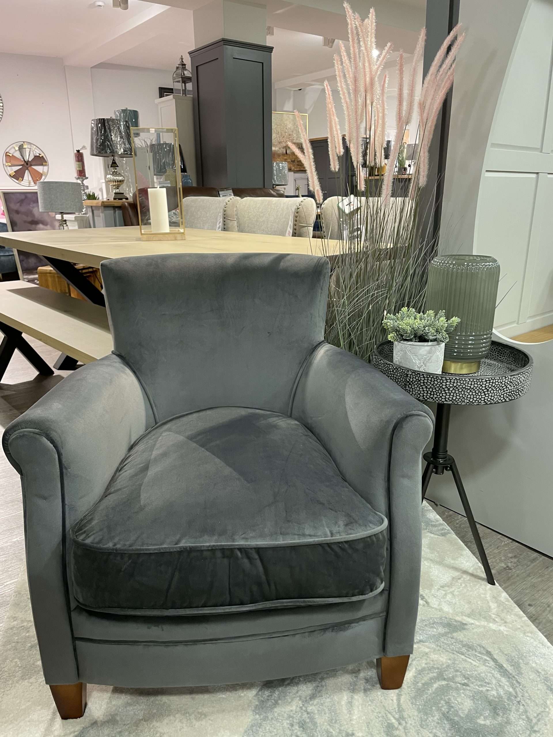 Club Grey Velvet Chair