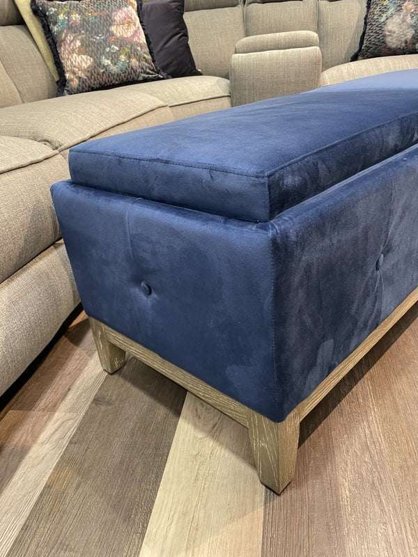 Tea Tray Double Storage Navy Footstool