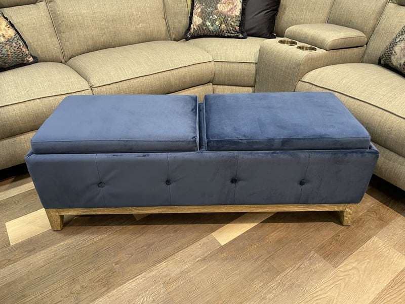 Tea Tray Double Storage Navy Footstool
