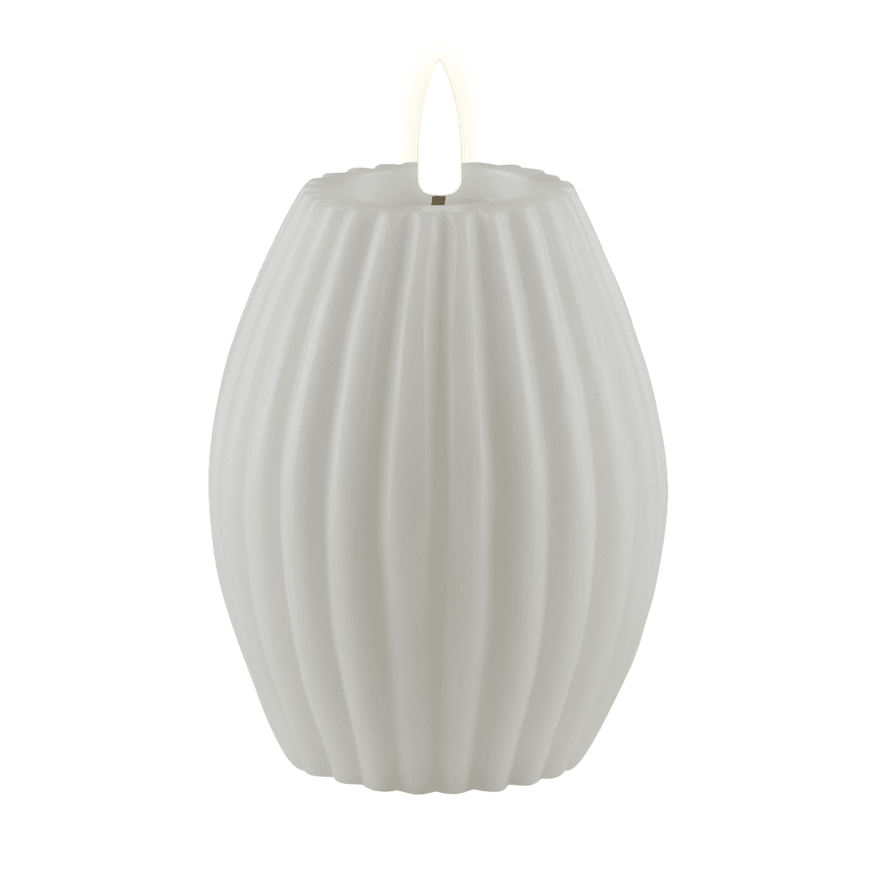Deluxe Homeart White Stripe LED Candle – 10 x 15cm