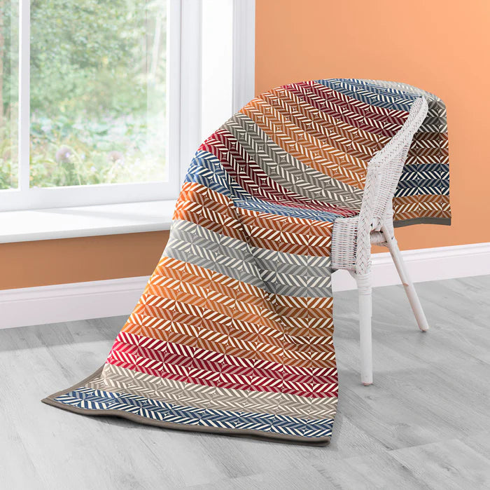 Biederlack Cotton Rich Throw - Diamond Stripe 140 x 180