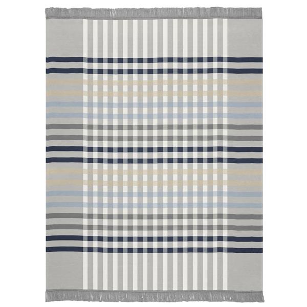 Biederlack Border Check Blue Throw 150x200cm