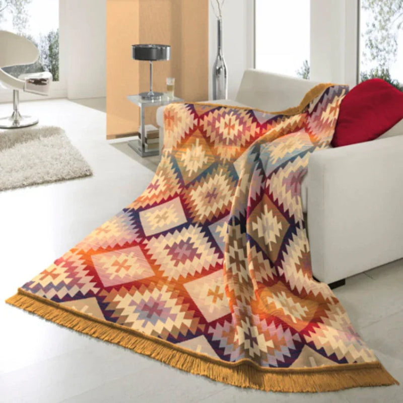 Biederlack Ikat Diamond Cotton Rich Blanket | B7715