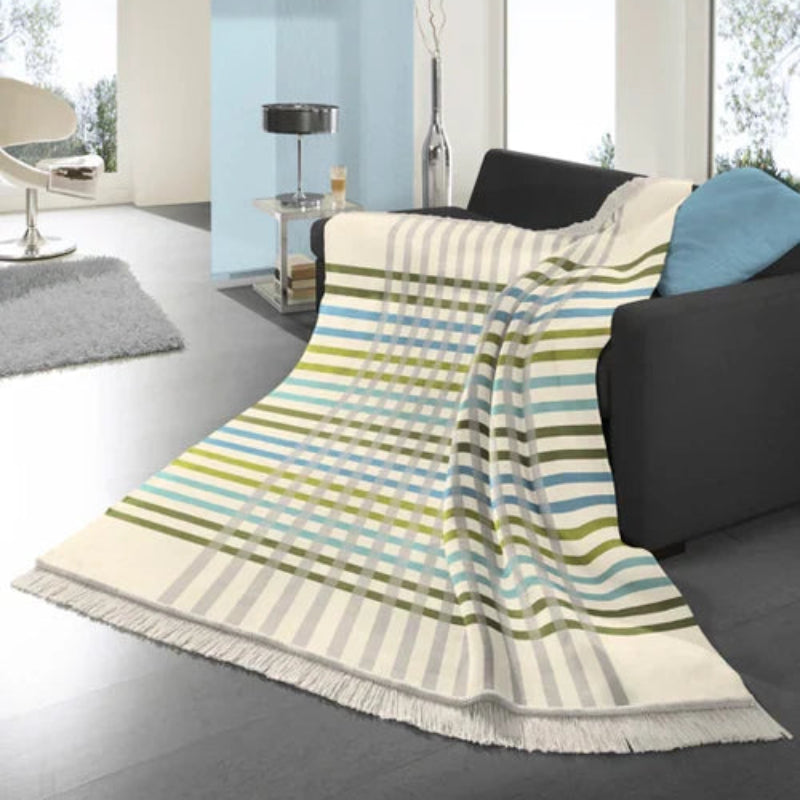 Biederlack Cotton Rich Check Picnic Blanket | Green B7720