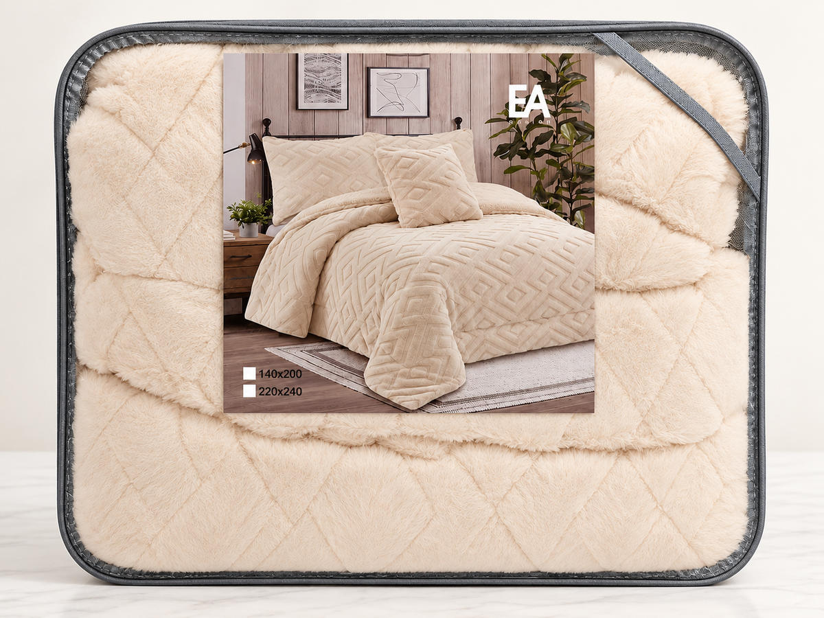 Cream Rabbit Fur Throw 140 x 220cm