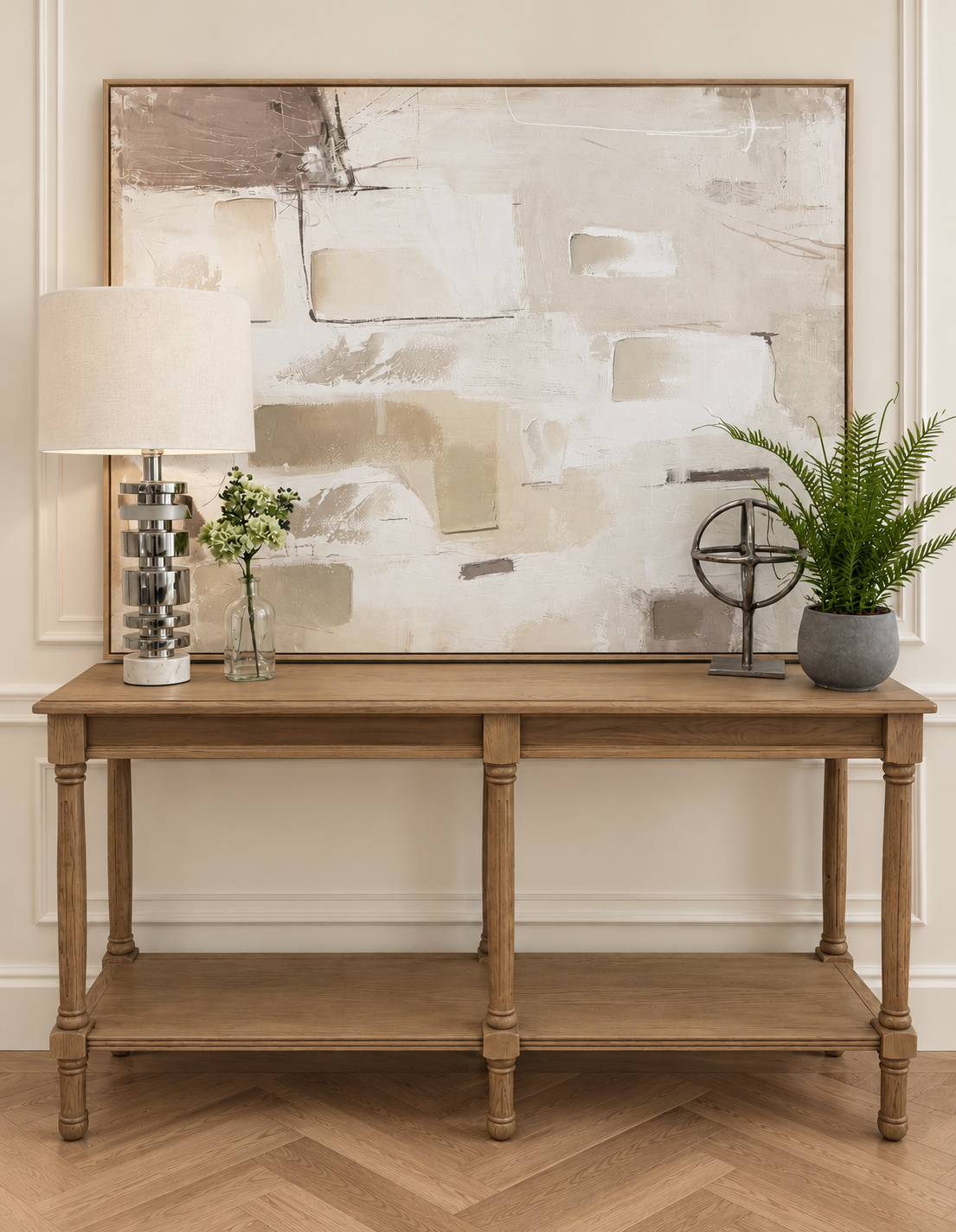 LK Oak Console Table with Shelf