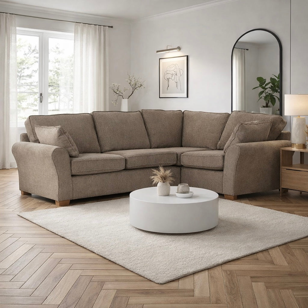 Regent Beige Fabric Left Corner Sofa
