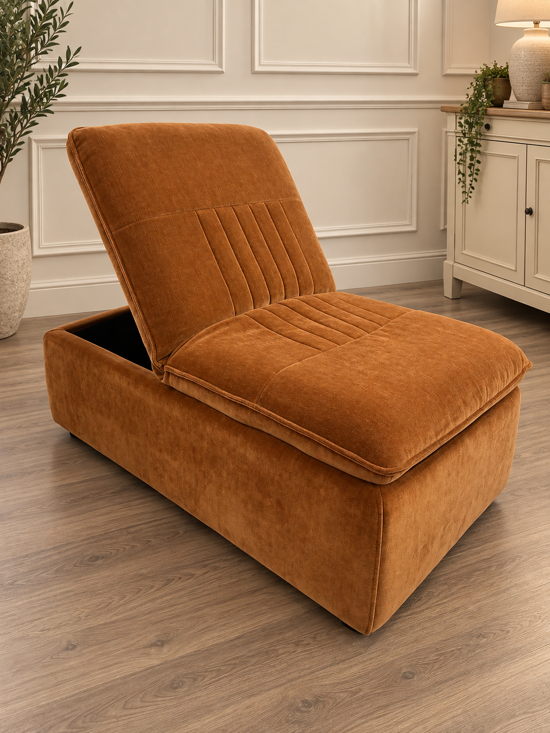 Storage Chair Footstool Rust