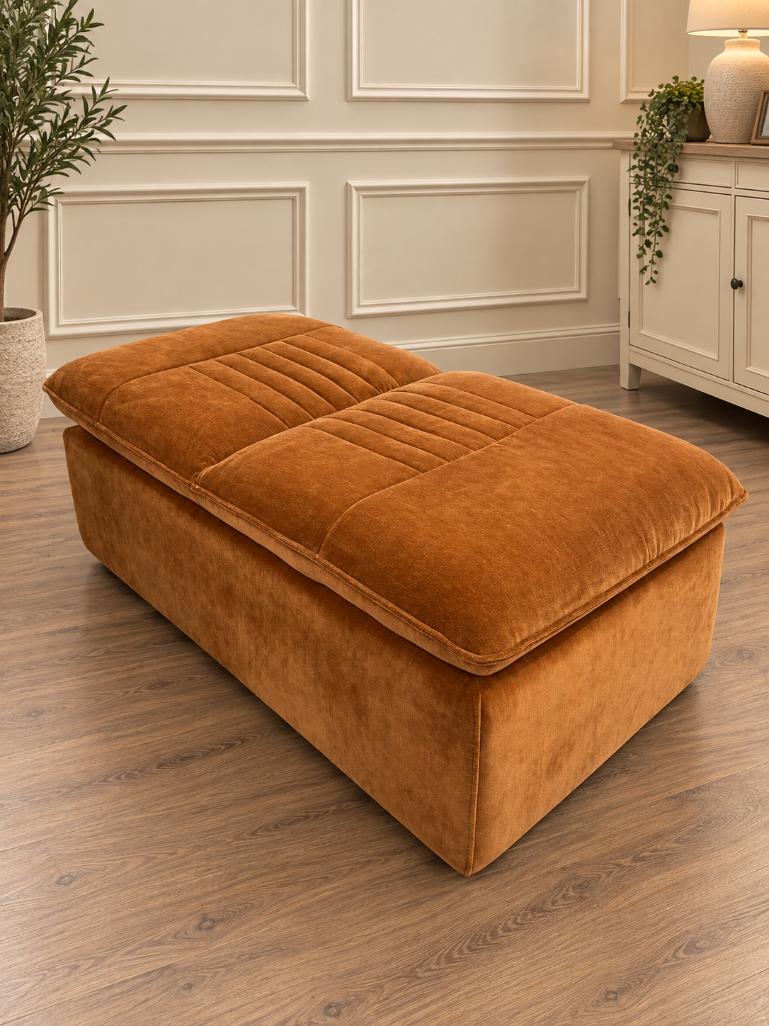 Storage Chair Footstool Rust