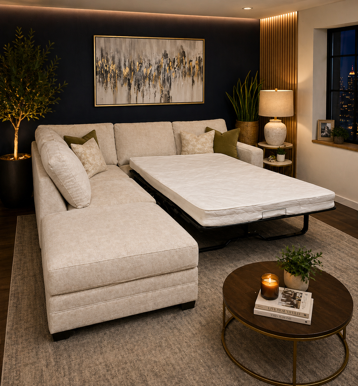 Metro Corner Sofa Bed with Footstool Left Facing