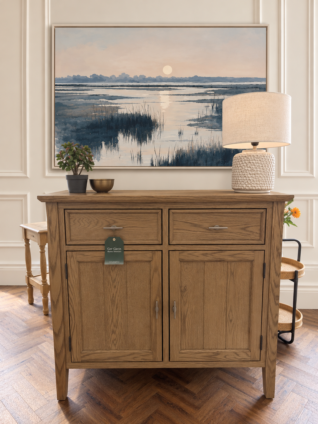 LK Oak 2 Drawer Sideboard