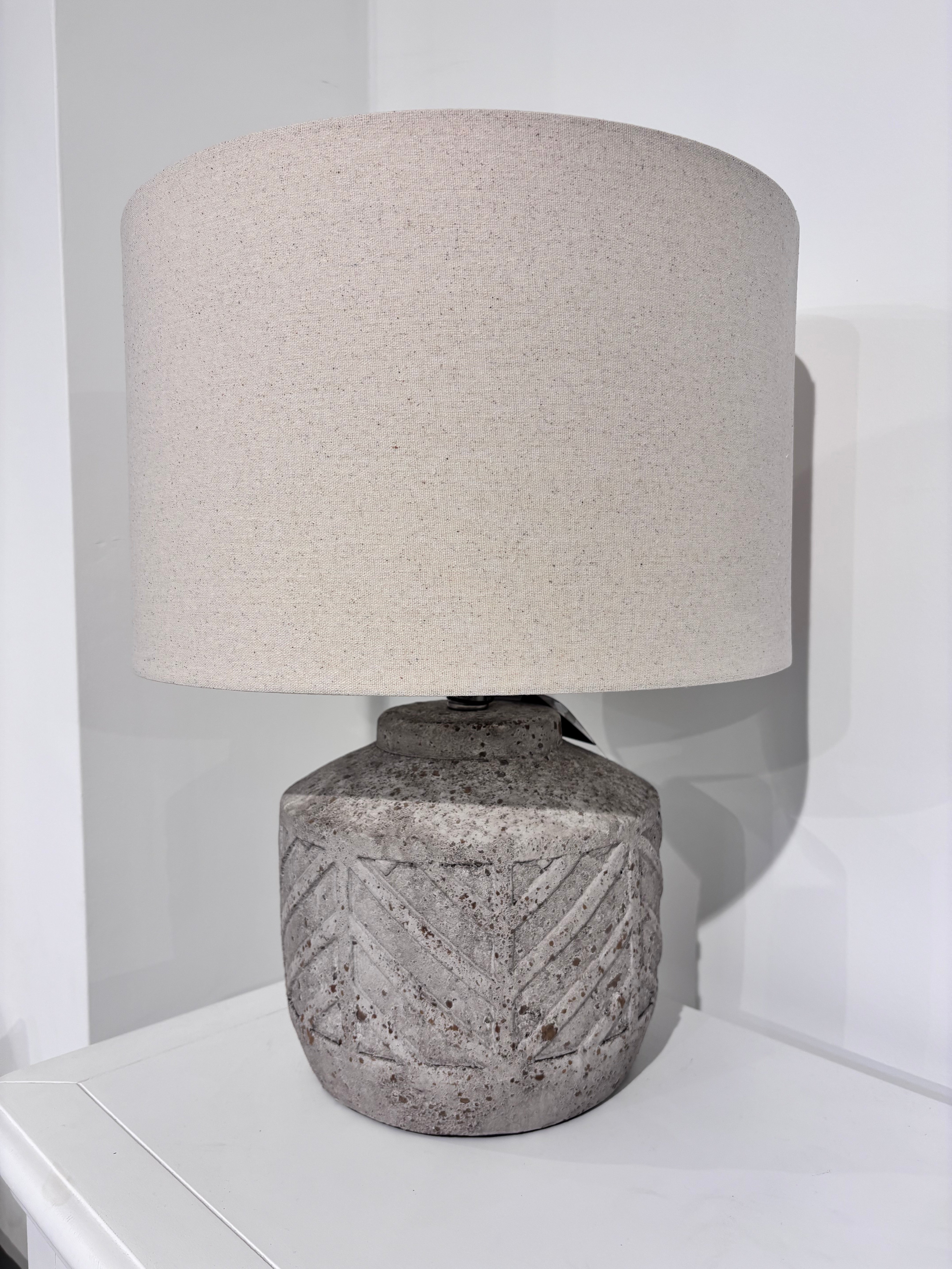 Camus Cement Table Lamp with Straight Round Linen Shade