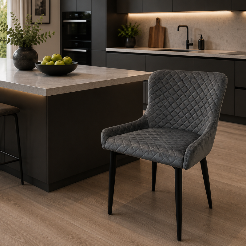 Ottawa Dining Chair Grey Velvet