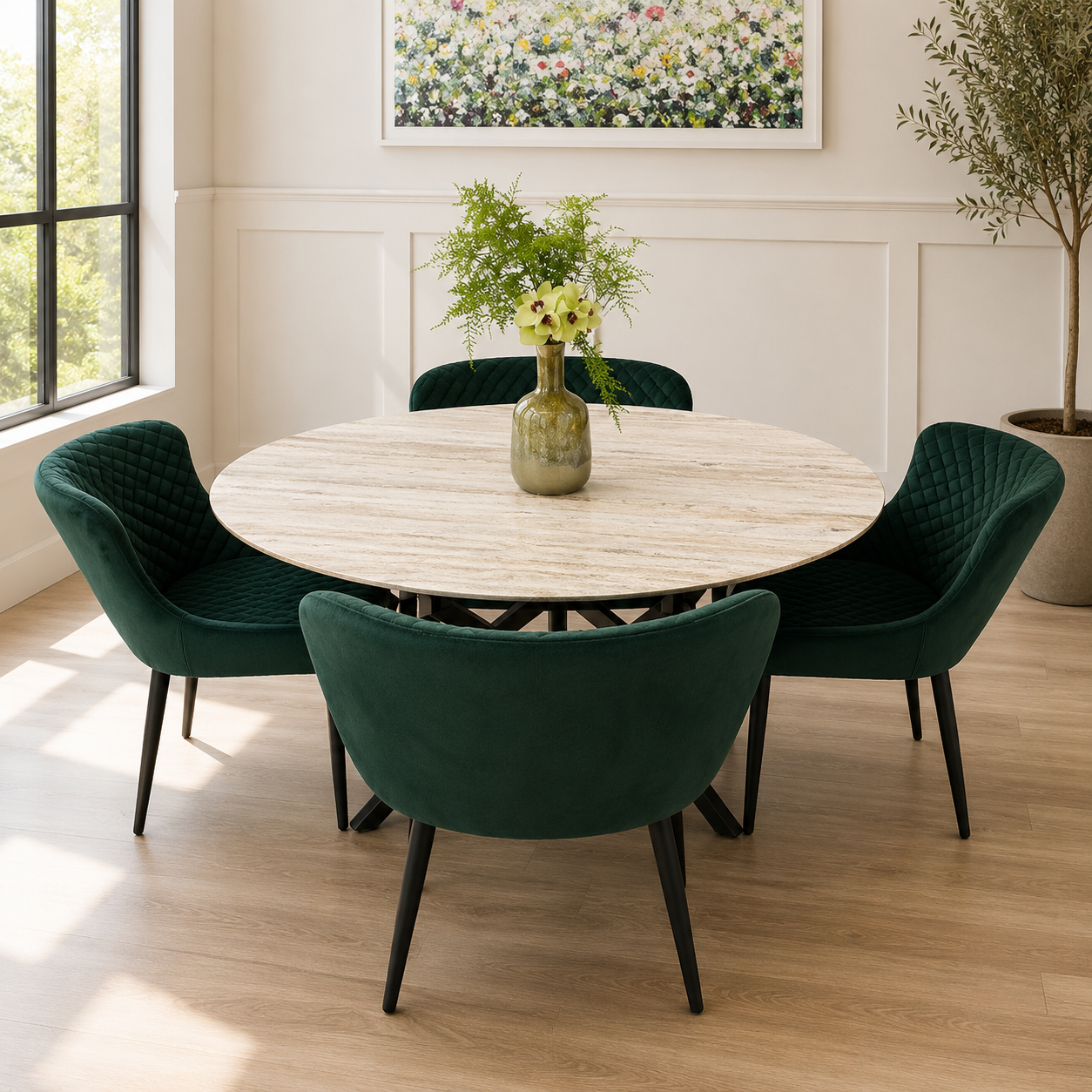 Galen Round Dining Table & 4 Ottawa Chairs