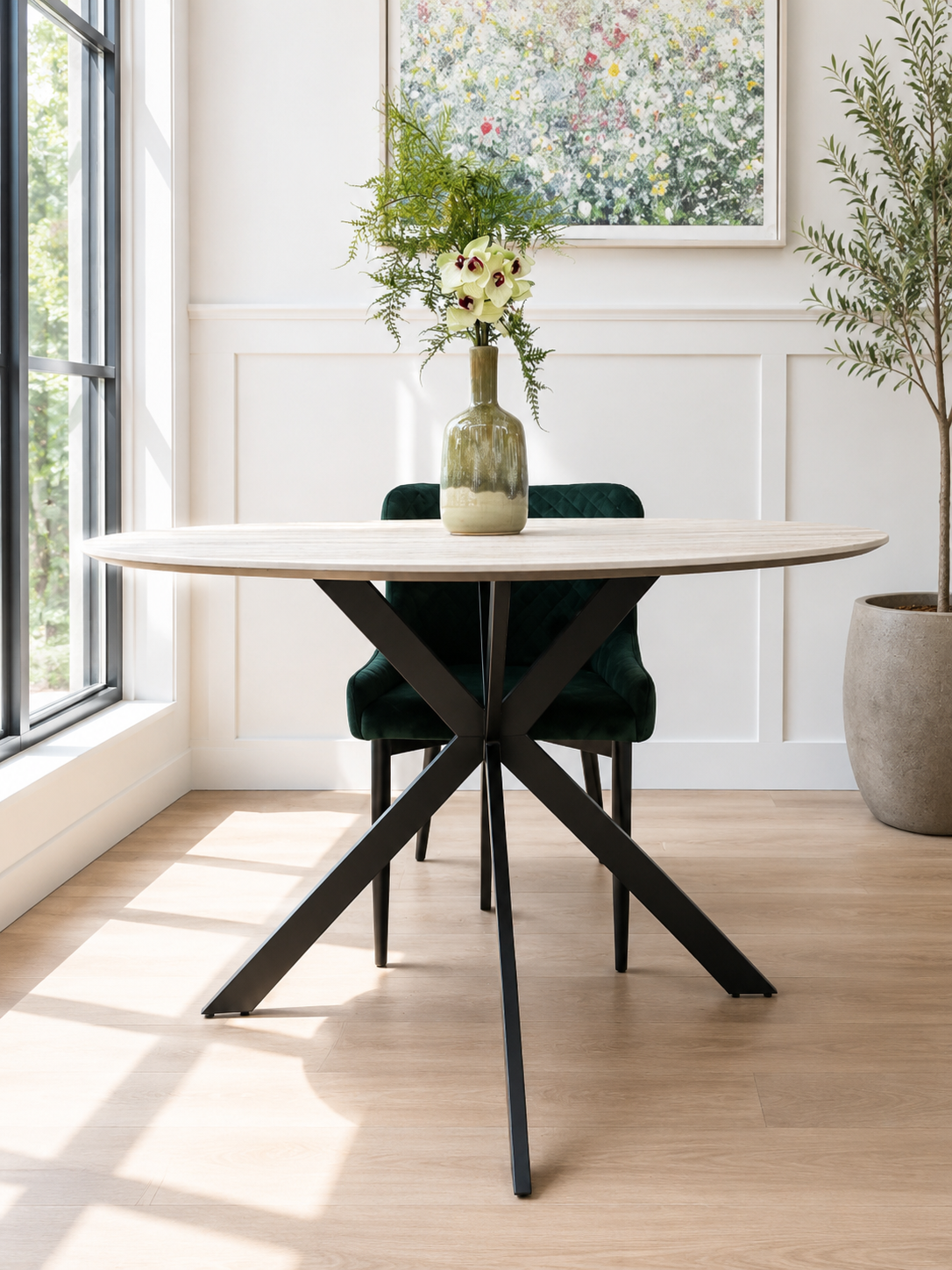 Galen Round Dining Table & 4 Ottawa Chairs