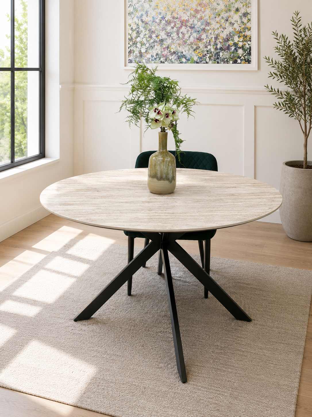 Galen Round Dining Table & 4 Ottawa Chairs