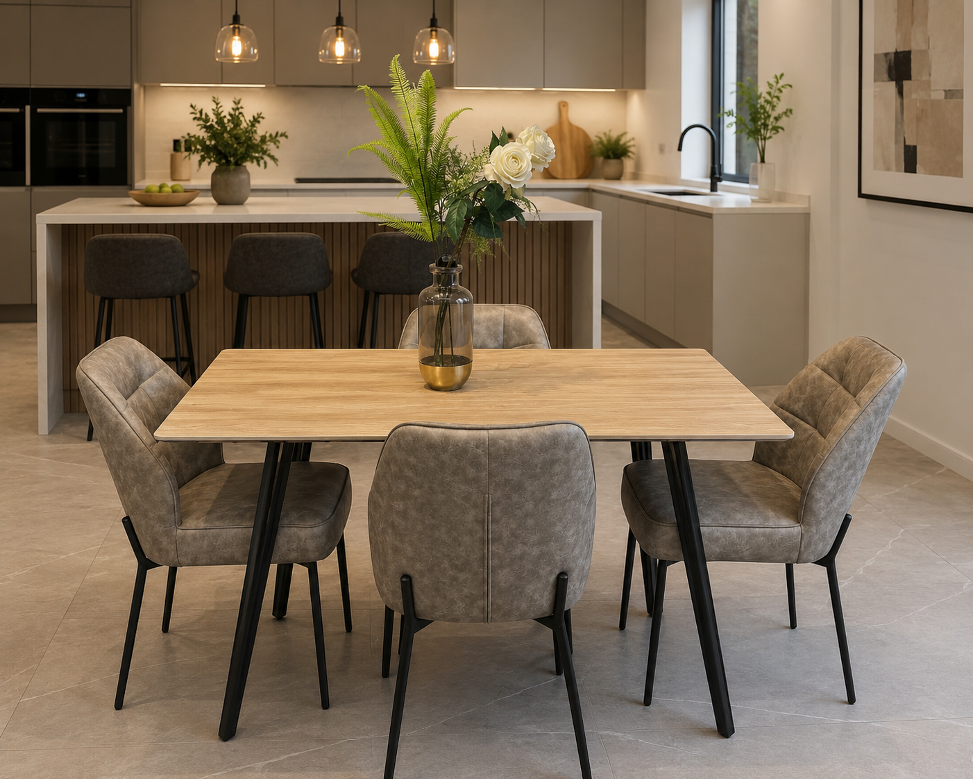 Ella 1.3mtr Dining Table & 4 Erin Dining Chairs