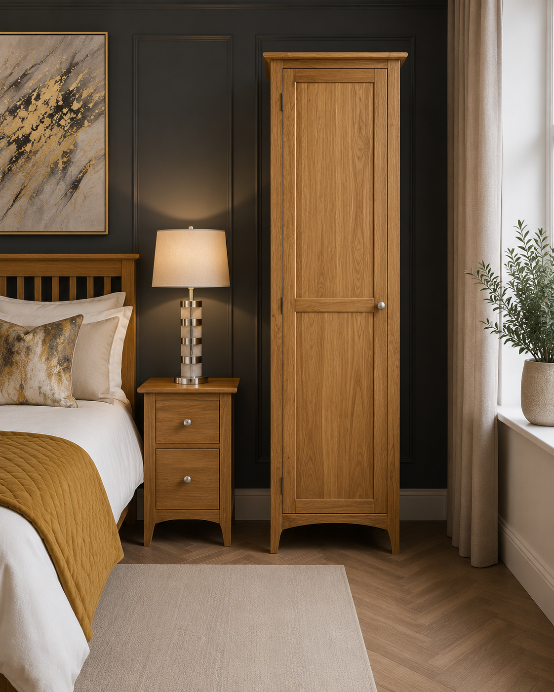 Lagan 1 Door Wardrobe Oak