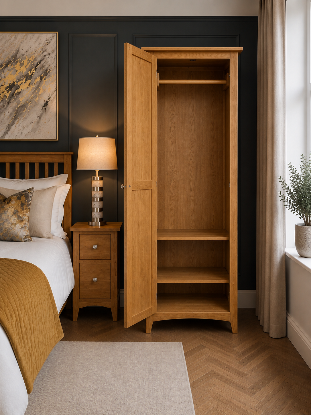 Lagan 1 Door Wardrobe Oak