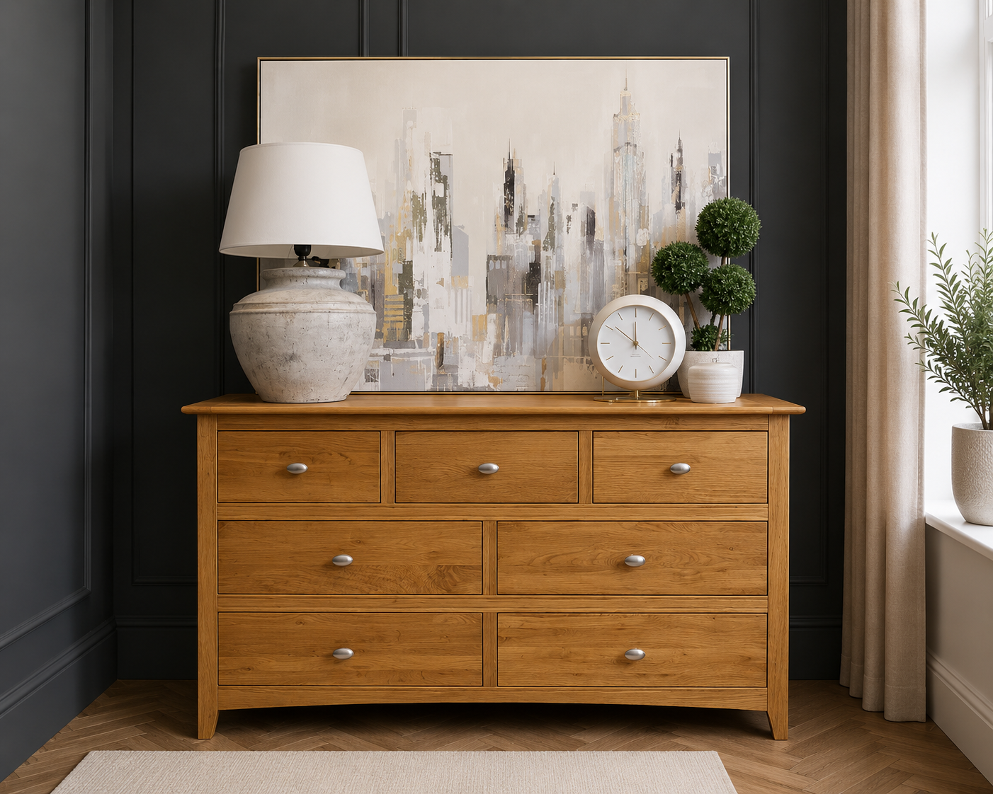Lagan Wide Chest of Drawers Oak