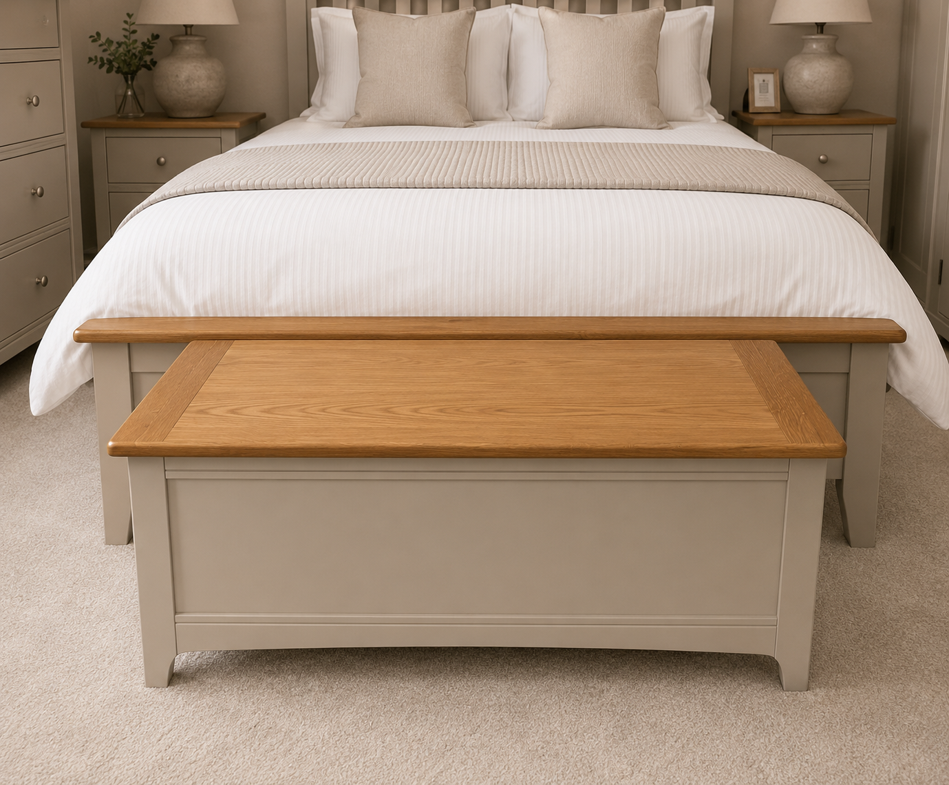 Lagan Blanket Box Grey/Oak