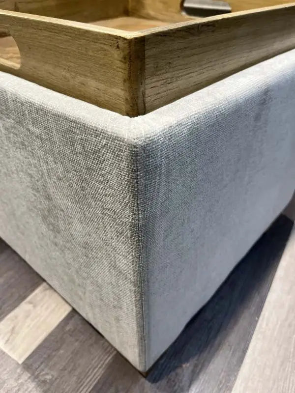 Tea Tray Storage Grey Footstool
