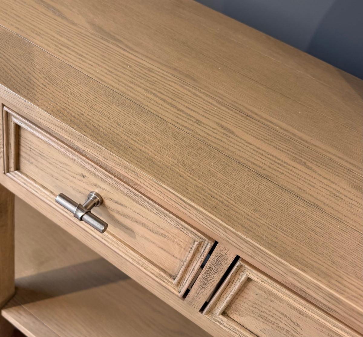 LK Oak Console Table with 3 Drawers