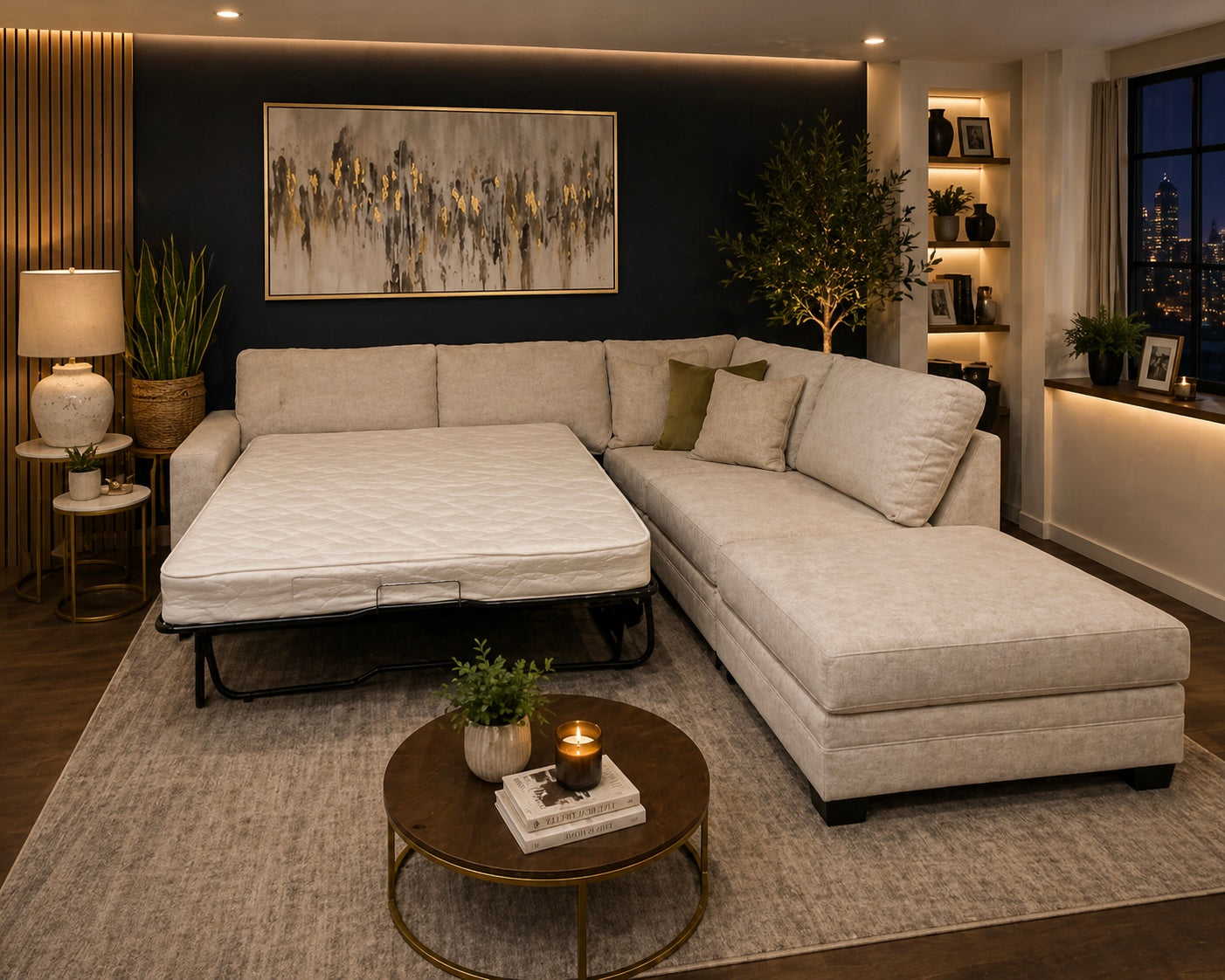 Metro Corner Sofa Bed with Footstool Right Facing