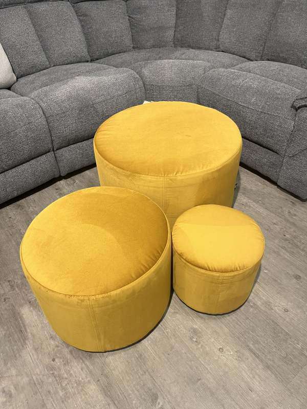 Troy set of 3 Mustard Footstools