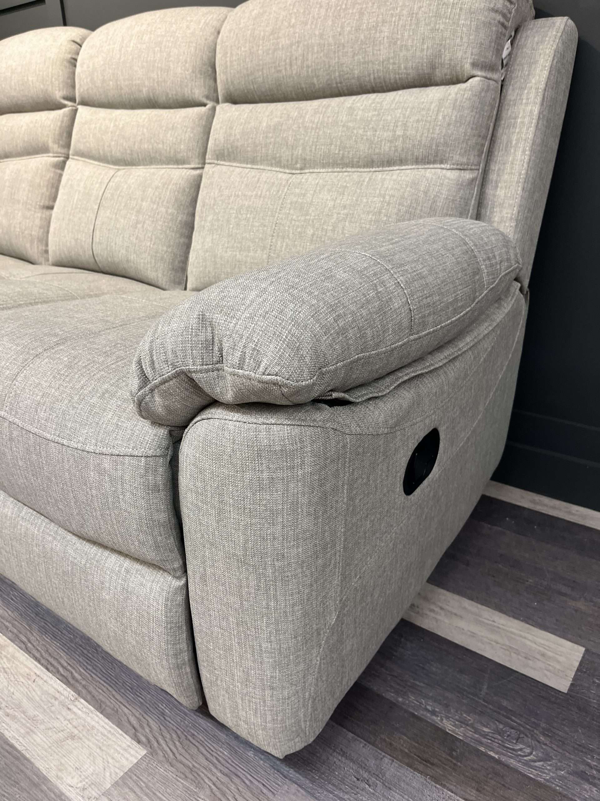 Gowan 3 Seater Grey Recliner Sofa