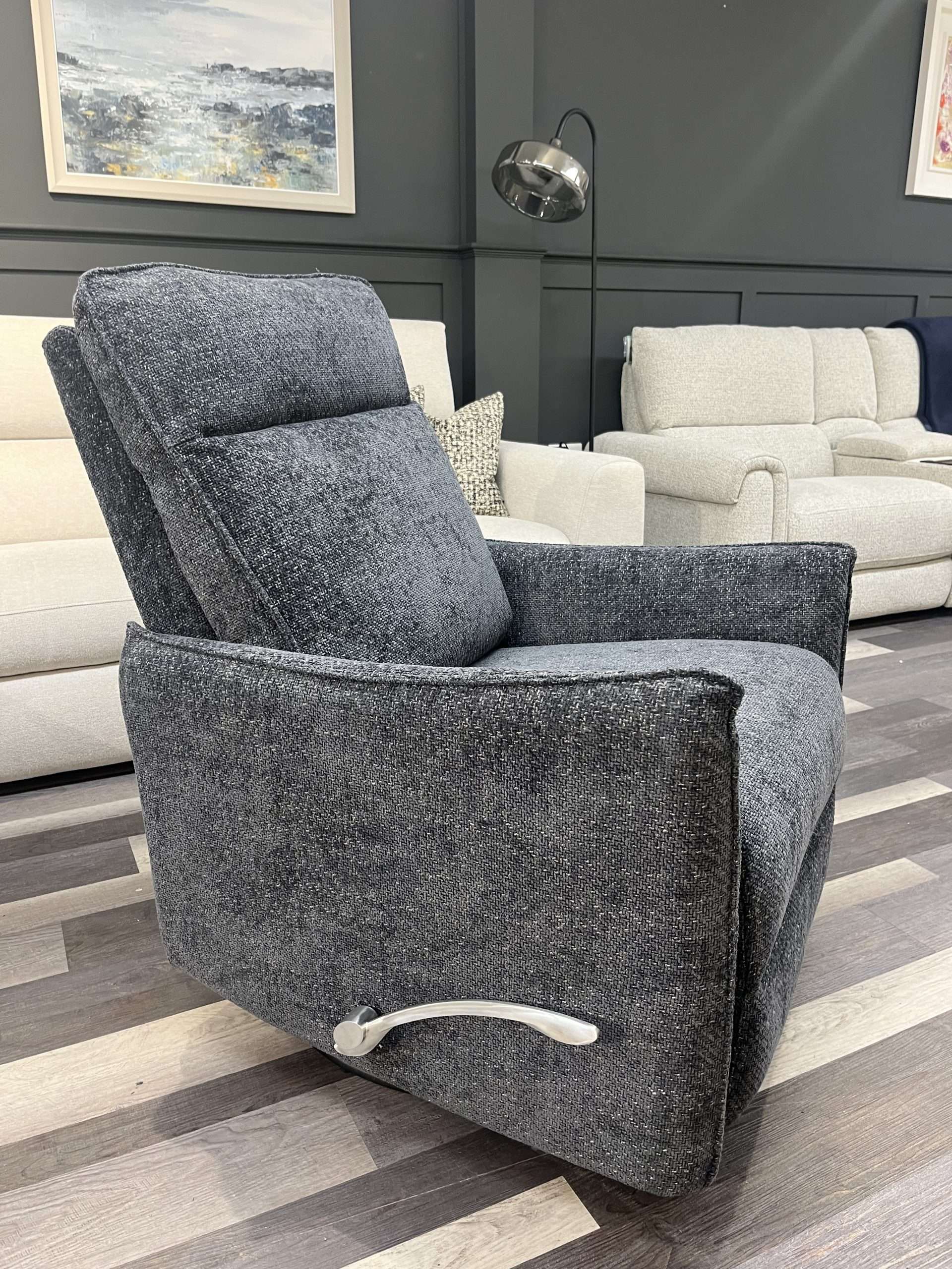 Lyco Swivel Rocker Recliner Chair Navy