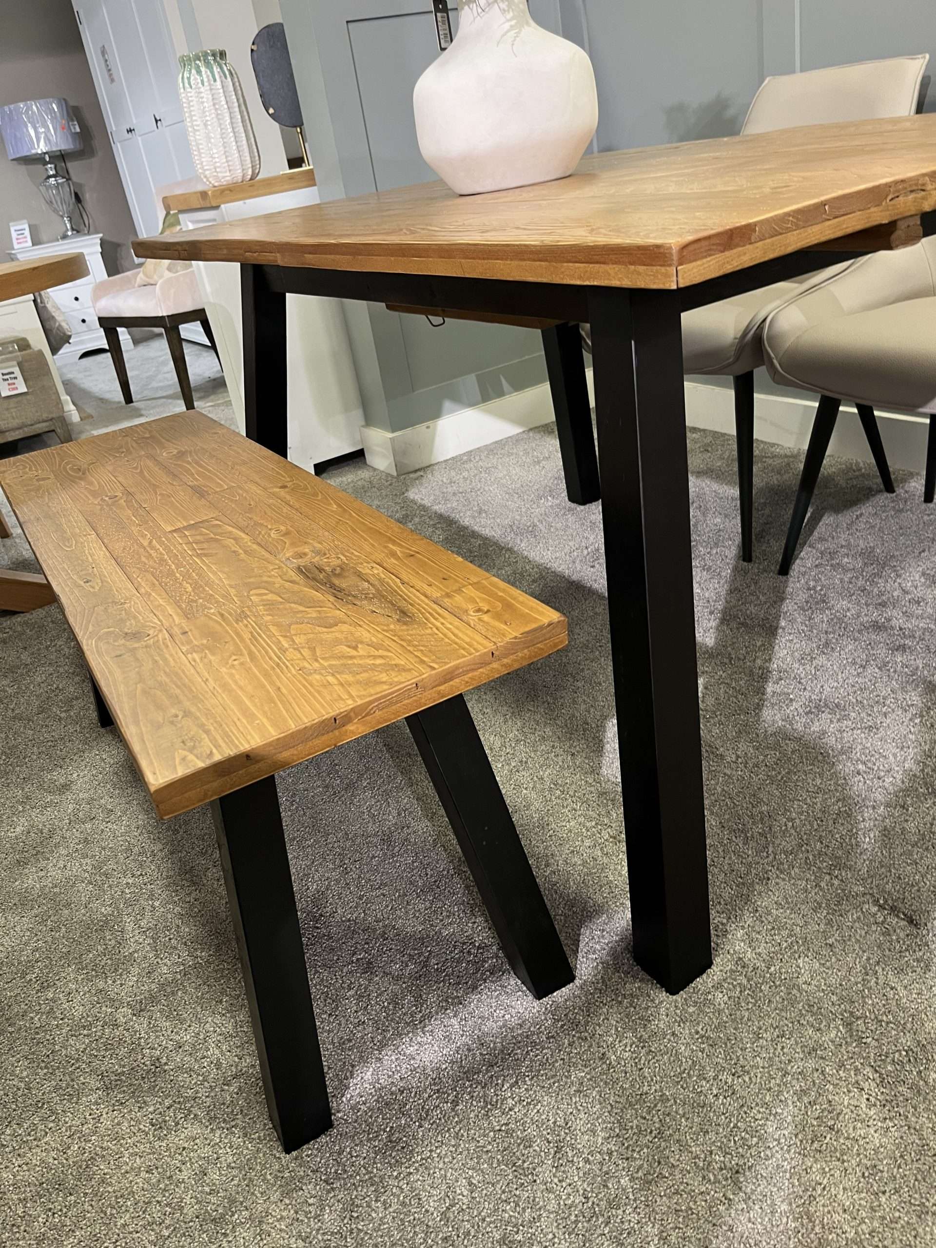 Rusticia Oak Extending Dining Table, Bench & 2 Setter Chairs