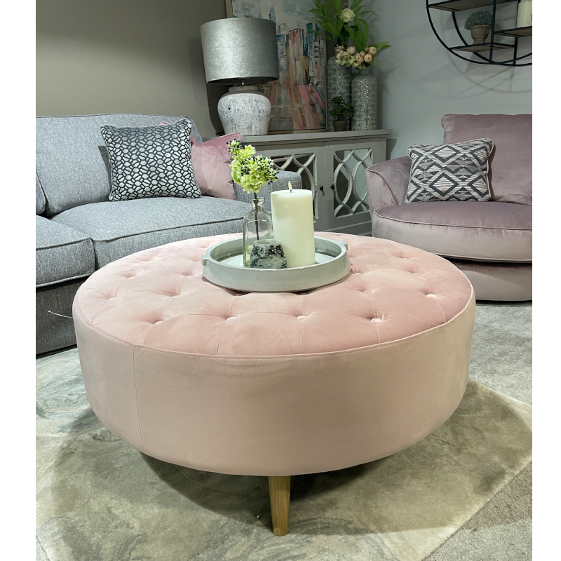 Large Round Pink Footstool