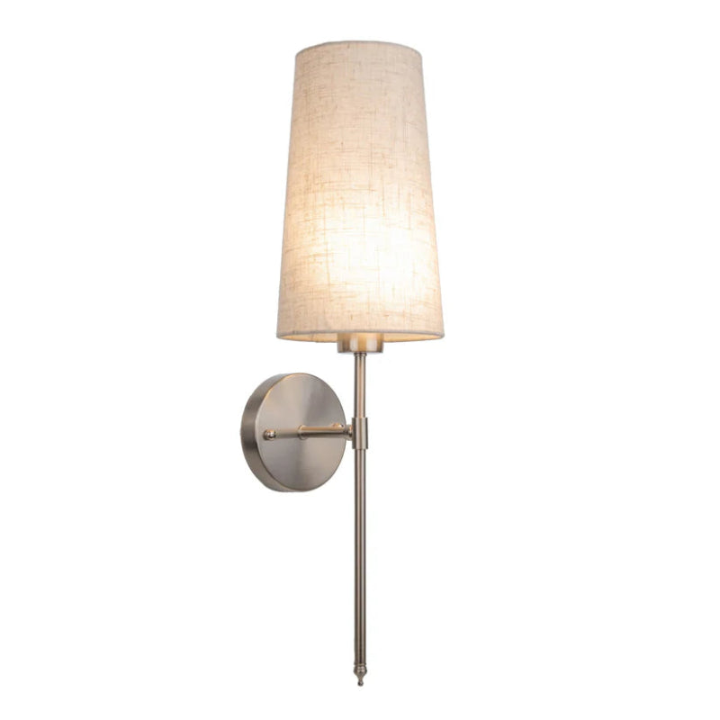 Rechargeable Wall Light Linen Shade, Brushed Nickel