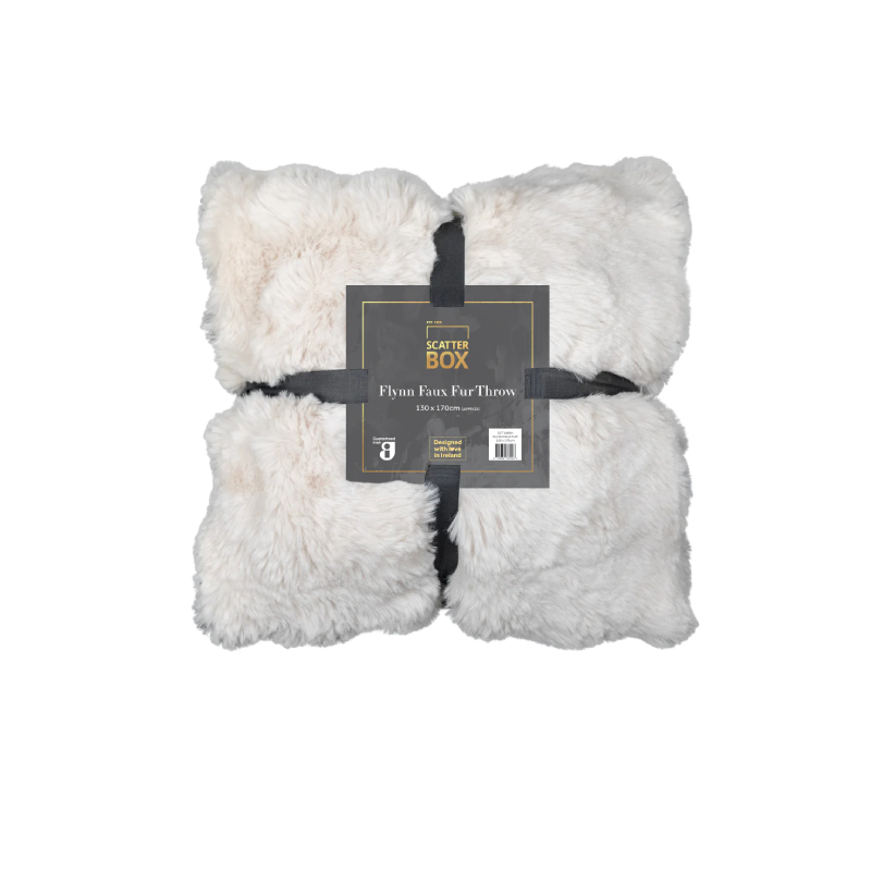 Scatter Box Flynn Fur 130x180cm Throw, Cream