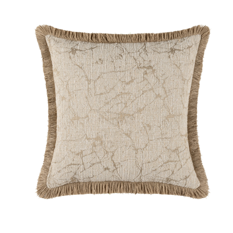 Sable Fringed Cushion 43 x 43cm Natural/Gold by Scatterbox